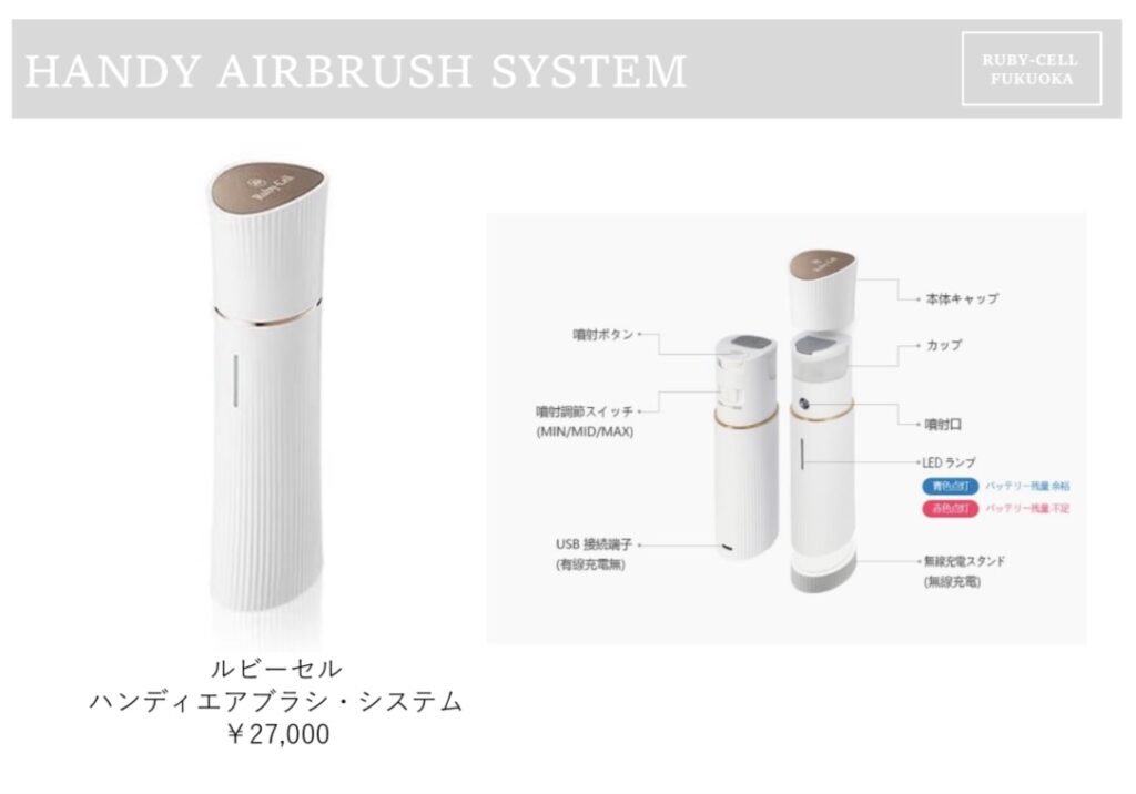 爆買い！】 ルビーセル ハンディエアブラシ ヒト幹細胞美容液 ボディ 